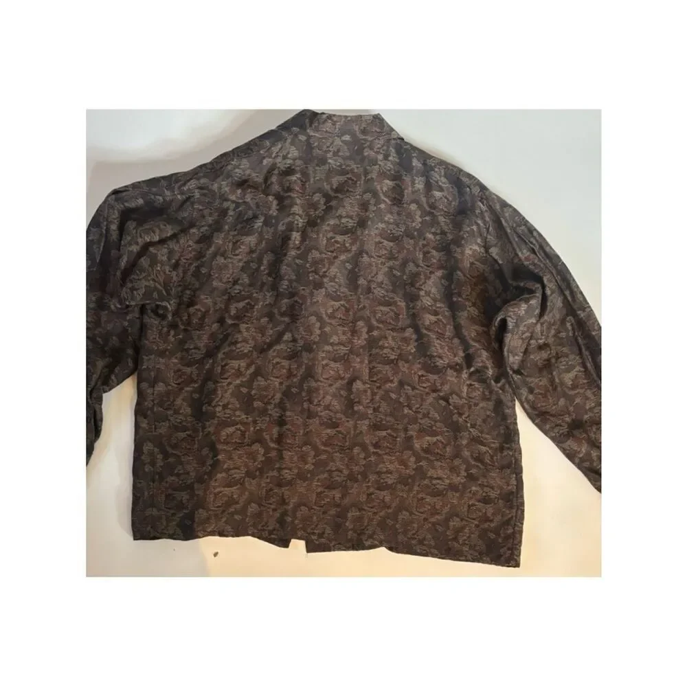 Vintage 70’s Dior Oversized Floral Blazer in Jacquard Brown Size 10